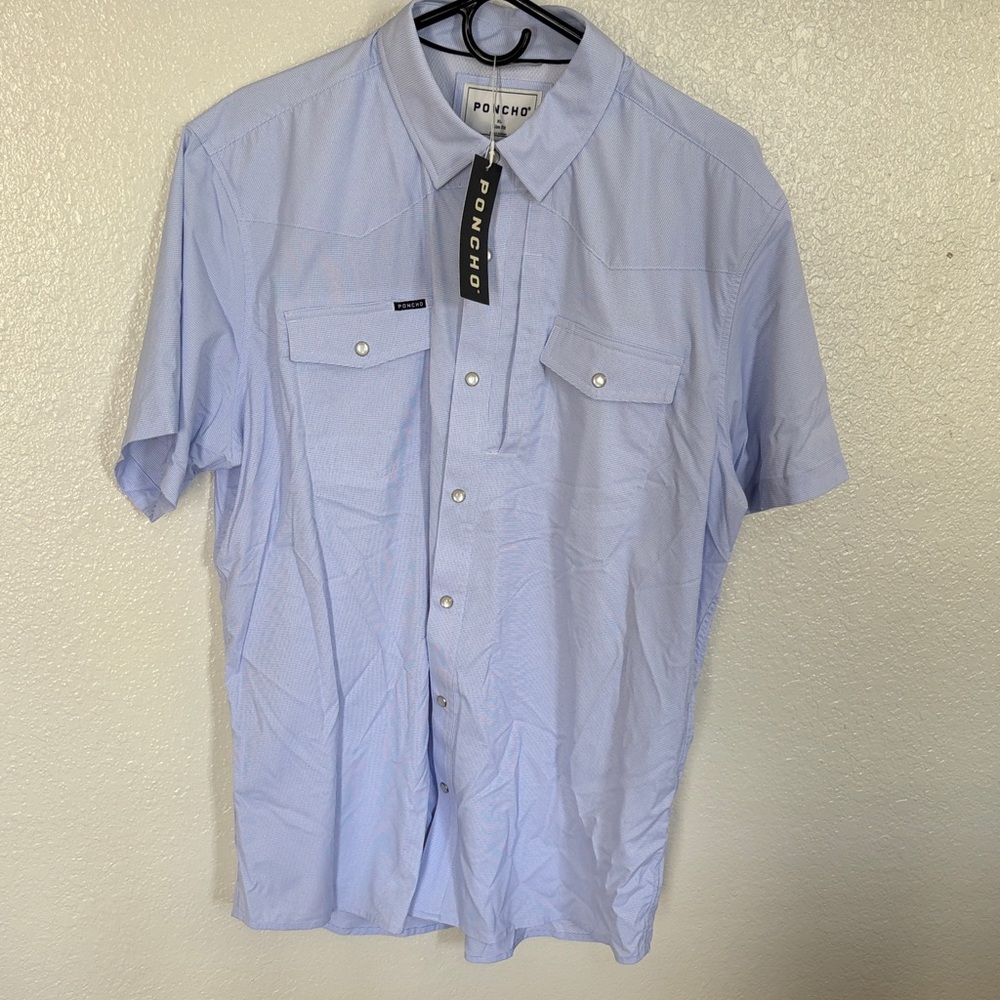 Poncho Light Blue Casual Button Down Shirt